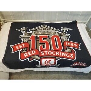 CINCINNATI REDS 150TH ANNIVERSARY BLACK FLEECE BLANKET SGA 9/21/2019